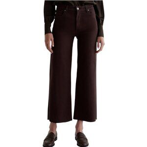 215$ AG ADRIANO GOLDSCHMIED Saige Wide Leg Crop Jeans Size 27 Brown